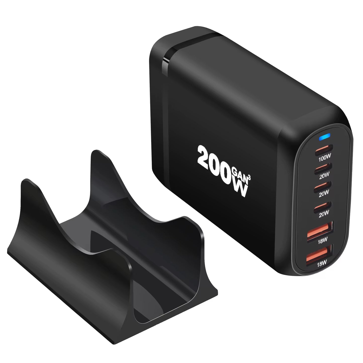 New 200W Gan Desktop Charger 6-Port USB Type C PD Charger Fast Charge 3.0 Fast Charger Mobile USB Charger
